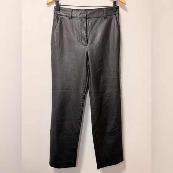 Aritzia Babaton Black Faux Leather Trousers size 6 - Picture 4 of 10